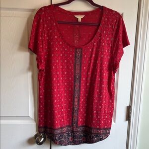 Lucky Brand Red Relaxed Flutter Sleeve Tee